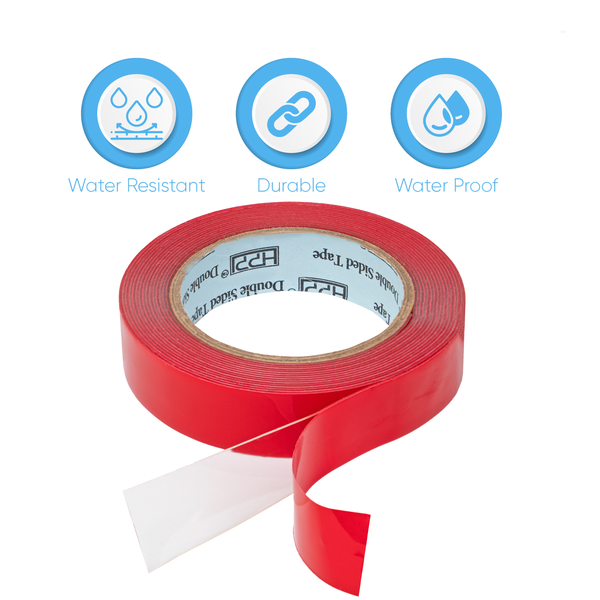 Super Tape 1/4 roll. Strong Double Sided clear Tape with Red Liner Heat  and Water resistant